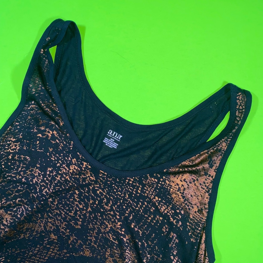 ANA A New Approach Womens Black Copper‎ Snake Print Tank Top M Medium